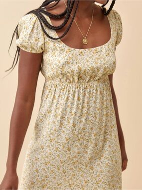 Reformation Zello Mini Dress Yellow Floral